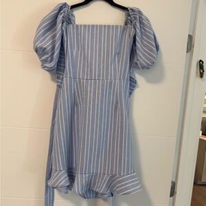 Missguided + Striped Blue and White Kids Dress